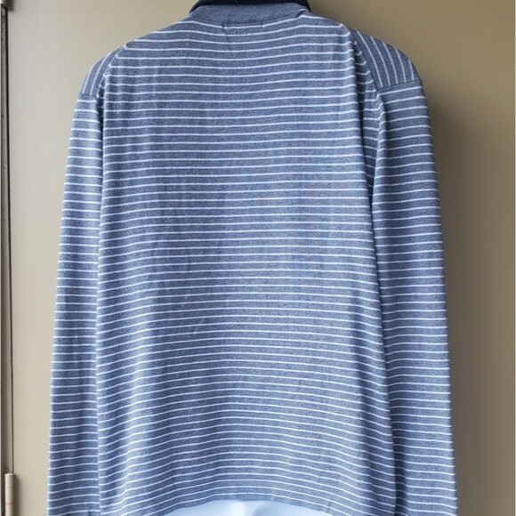Banana Republic Mens Blue Striped 1/4 Zip Mens Pima Cotton Long Sleeve Sweater - Picture 5 of 10